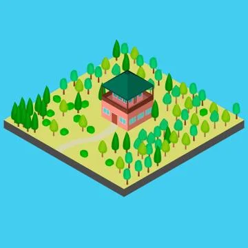 House in the forest for observation. Stock Illustration