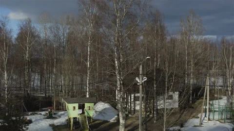 House in the forest with a playground Stock Footage 112312324