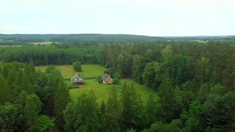 House in forest at summer - drone view. Stock Footage 244569098