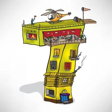 House in the form of figures in 7 Illustrazione stock