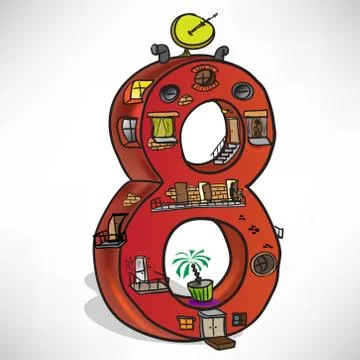 House in the form of figures in 8 Stock Illustration