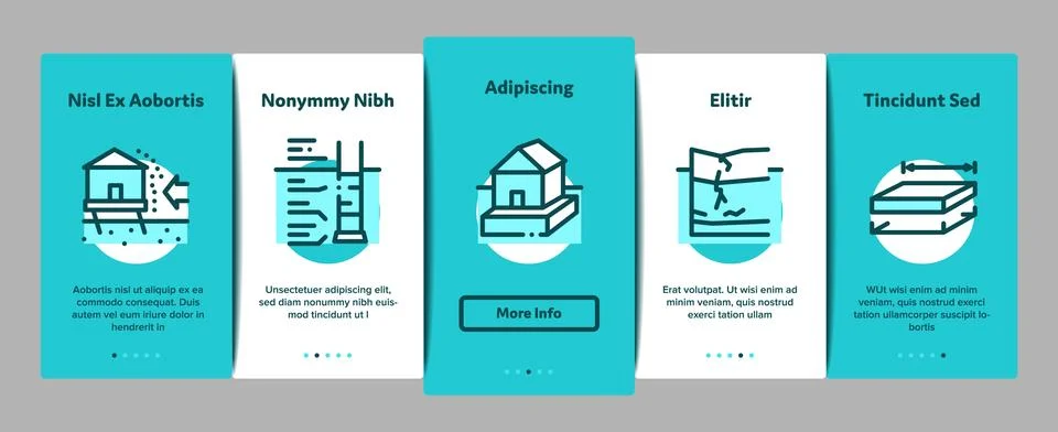 House Foundation Base Onboarding Elements Icons Set Vector Stock Illustration