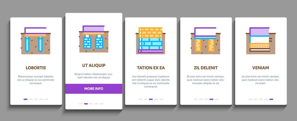 House Foundation Base Onboarding Elements Icons Set Vector Stock Illustration
