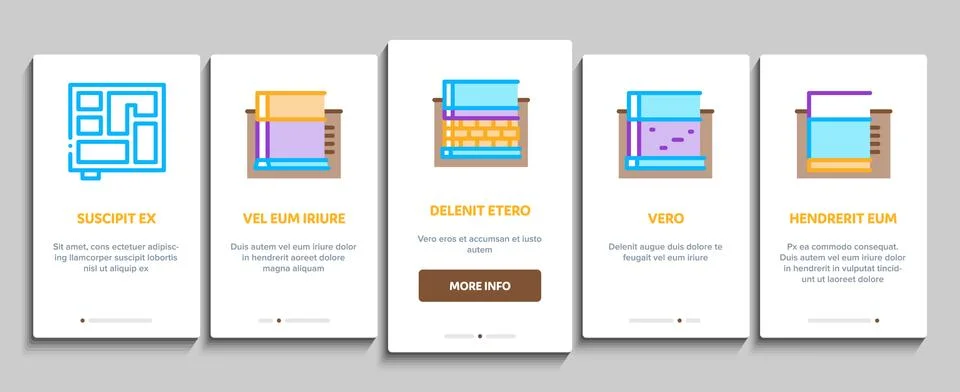House Foundation Base Onboarding Elements Icons Set Vector Stock Illustration
