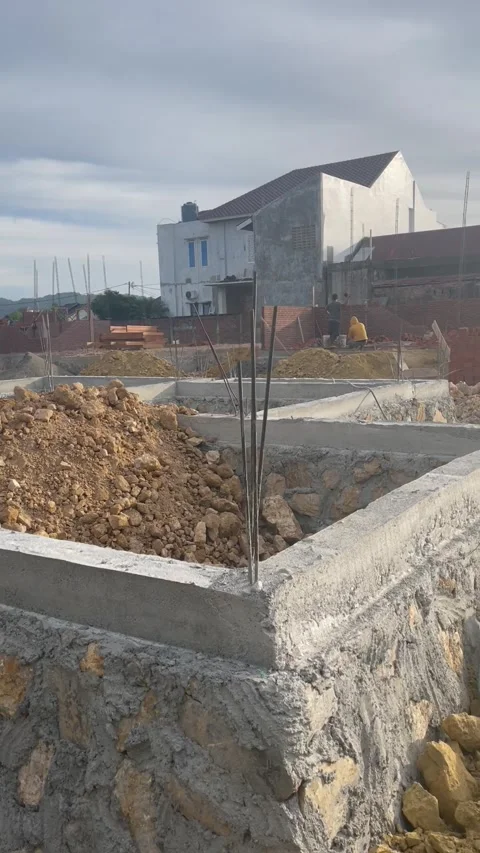 House foundation construction Stock Footage 243292234