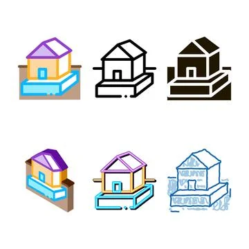 House on foundation forms icon vector outline Ilustración de archivo