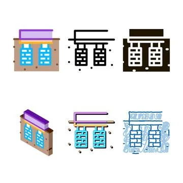 House foundation icon vector outline multipack Ilustración de archivo