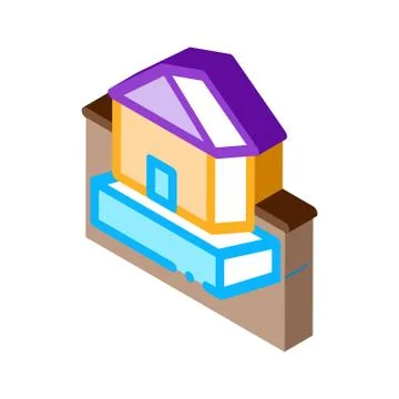 House on foundation isometric icon vector illustration Stock Illustration