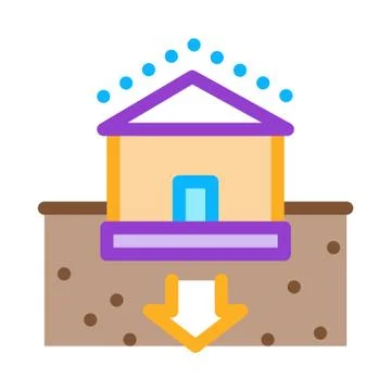 House foundation sags icon vector outline illustration Stock Illustration