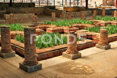 House of the fountains in conimbriga Stock Photos