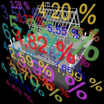 House framework and  interest rate percentage diagram Stock Illustration