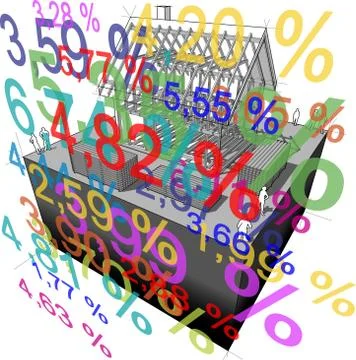 House framework and  interest rate percentage diagram Stock Illustration