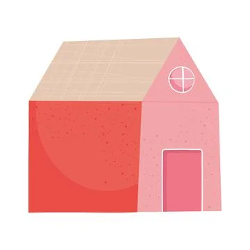 House front facade doodle style icon Stock Illustration