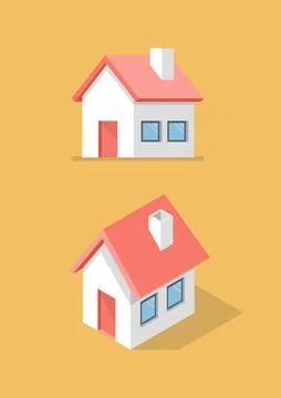 House in front view and isometric icon Stock Illustration