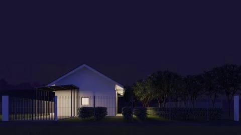 House Front View Day Scene 3D Illustration Stock Illustration
