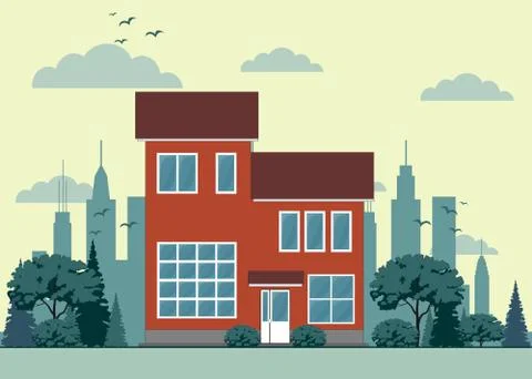 House front view vector Stock Illustration
