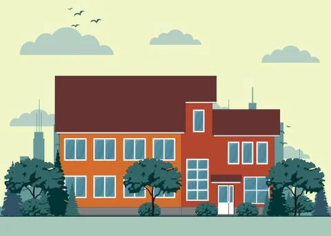 House front view vector Stock Illustration