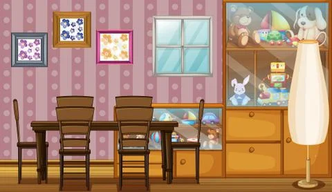 A house full of toys and frames Stock Illustration