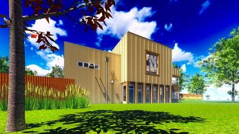 House in garden Illustrazione stock