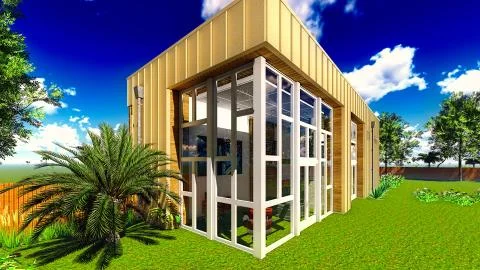 House in garden 库存插图