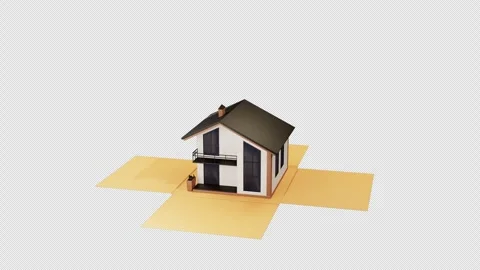 House in gift box animation. ALPHA channel, 3d render. real estate concept Video stock 240312923