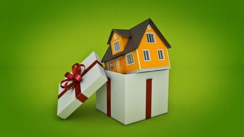 House. Gift box concept. 3D rendering Stock Illustration