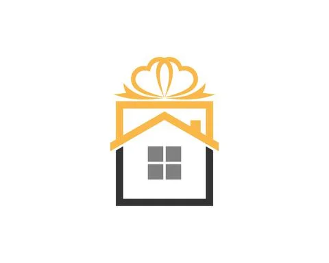 House in the gift box shape logo イラスト素材