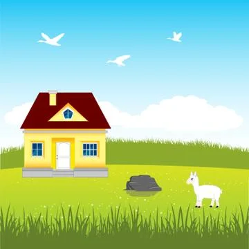 House on glade Stock Illustration