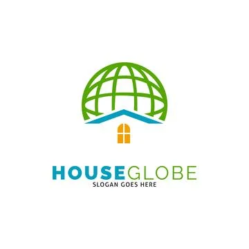 House Globe Icon Vector Logo Template Illustration Design 库存插图