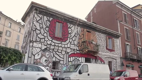 House with graffiti Stock Footage 74062706