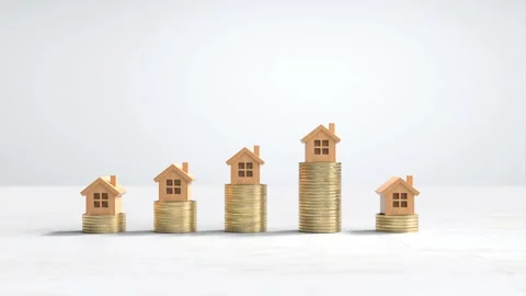 House graph rises from the ground, Real estate, Business concept Stock Footage 244969359