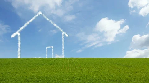House on Grass Sky Stock Footage 36756126