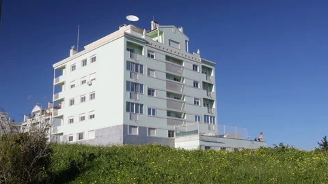 House with green field Video stock 103148377