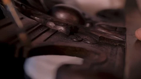 The house guy does the restoration of his antiques Stock Footage 106303676