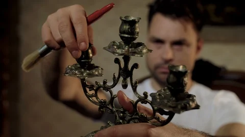 The house guy does the restoration of his antiques Video stock 106474529