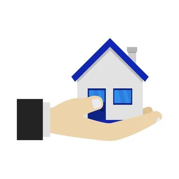 House in hand illustrated on background Ilustración de archivo