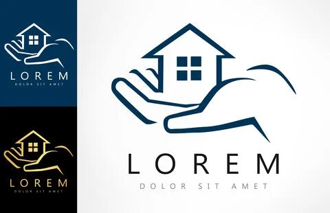 House in hand Vector Logo. Real Estate Logo Design. Stock Illustration