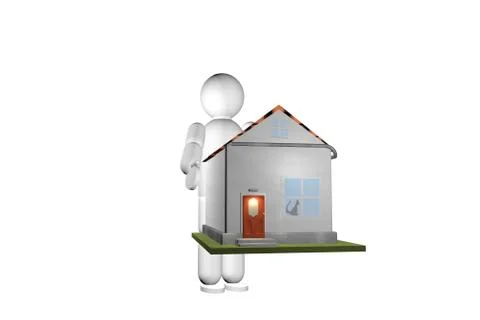 House in the hands of a puppet, 3d render Stock-Illustration