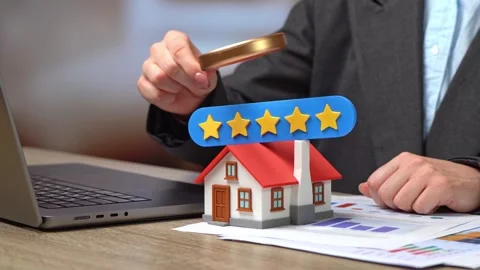 The house has a three five rating. Feedback systems, real estate comparison Video stock 339027453
