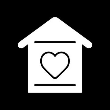 House with heart icon. simple solid house with heart vector icon. on black Stock Illustration