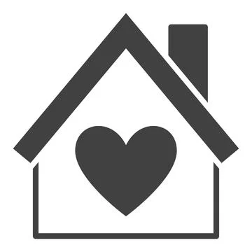 House with Heart vector icon or sign for love Stock Illustration