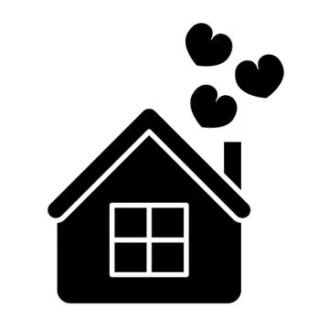 House with hearts solid icon. Home vector illustration isolated on white. Love Stock Illustration
