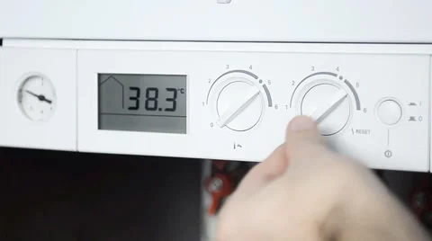 House heating boiler control panel. Stock Footage 57909626