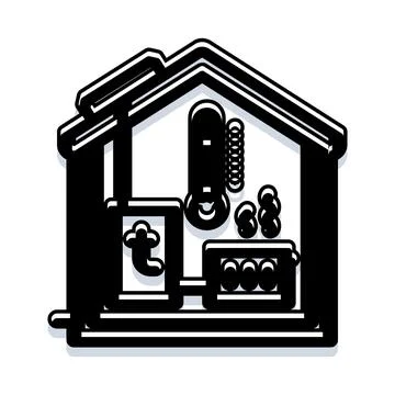 House heating system efficiency with indoor temperature control Stock Illustration