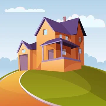 House on the Hill Stock Illustration