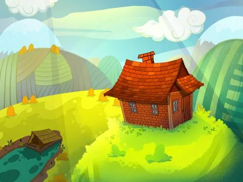 House on the hill. Stock Illustration