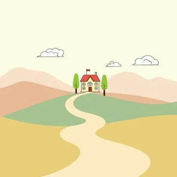 House on a Hill Stock Illustration