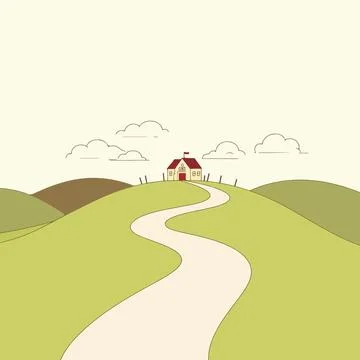 House on a Hill Stock Illustration