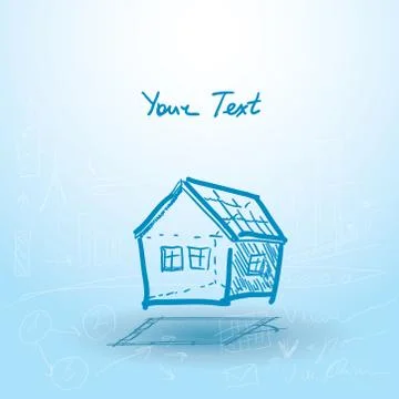 House, house plan on a blue background. building. sketch. vector Ilustración de archivo