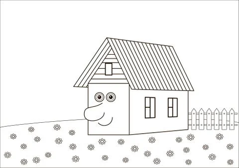 The house with a human face, contours Stock Illustration